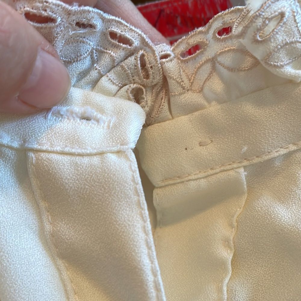 Vtg 70s C.E.O. Petites cream colored high necked polyester blouse - Picture 9 of 9